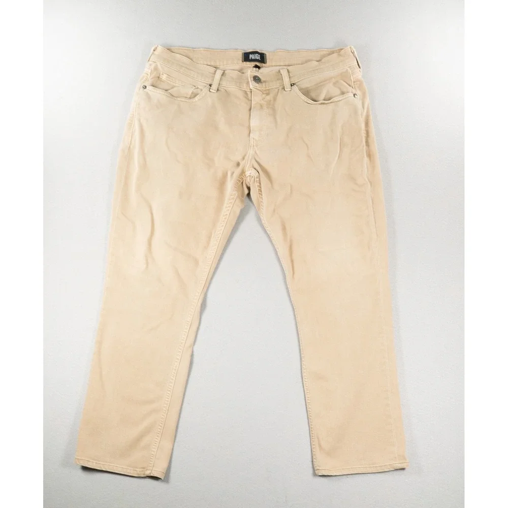 Paige Federal Slim Straight Leg Pants Mens 34 Tan Khaki Transcend Denim Chino - Picture 2 of 12